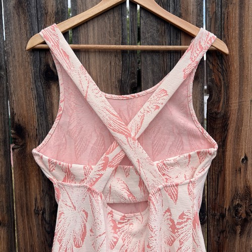 Mango Cream and Coral Tropical Flower Print Above Knee Tank Dress, Women’s M - Picture 3 of 6
