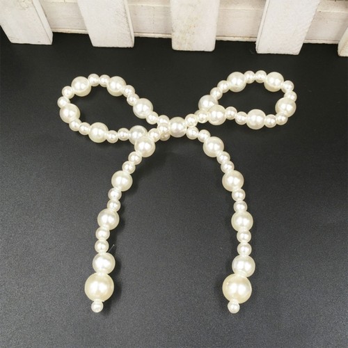 Handcrafted Shoe Embellishments Delicate Silver/White Beaded Bowknot Accessory - Picture 7 of 10