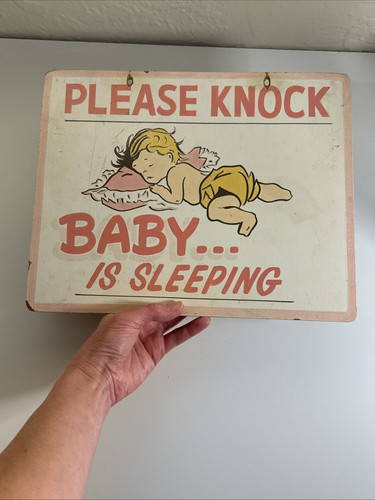 Vintage handbemaltes Schild Bitte klopfen Baby schläft Kinderzimmer Mutter Geschenk 9,5x12 Zoll - Bild 24 von 24