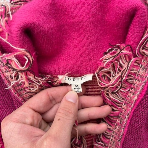 Pink and black Aztec print cardigan with fringe - Picture 2 of 6