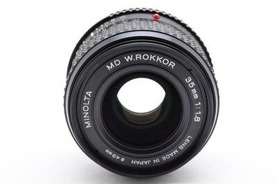 MINOLTA MD W.ROKKOR 35mm f/1.8 Wide Angle Lens w/Hood+Filter
