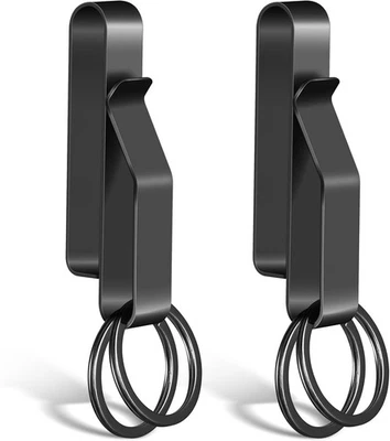 Amaxiu Heavy Duty Belt Key Holder, 2pcs Stainless Steel Loop Black