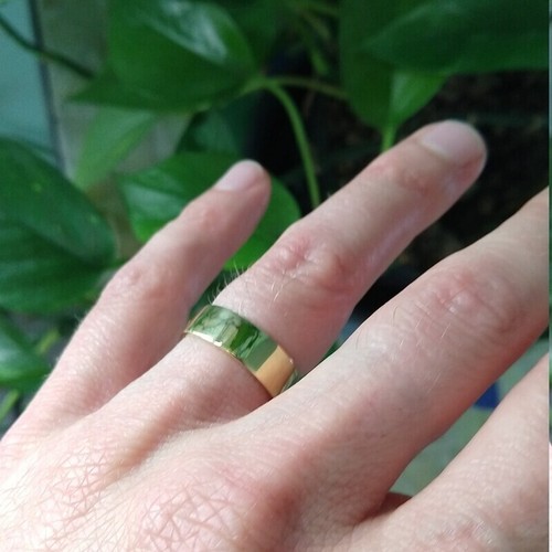 Polished Brass Band, Pure Brass Ring, Flat Unisex Men Women Jewelry Gift - Picture 4 of 7