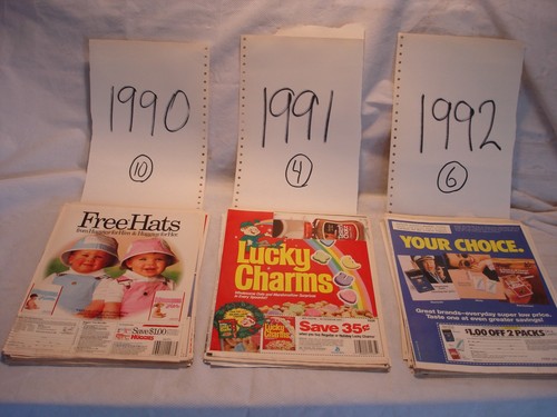 Verschiedene 1990er Jahre Zeitungsdruck Anzeigeneinlagen 11"x8" Coupons Lot A
