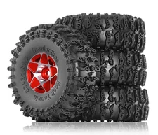 Alloy 1.0 Wheel (4) w/ Rubber Tires for TRX-4M & SCX24 O.D.=63mm 9869