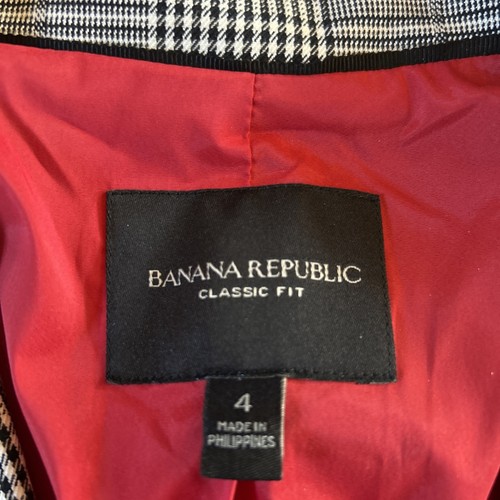 Banana Republic Classic Fit Work Blazer Women Sz 4 Plaid Jacket Coat Black White - Picture 4 of 6