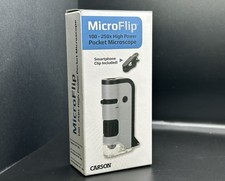 Carson MicroFlip 100x-250x LED/UV Pocket Microscope w/Smartphone Adapter MP-250