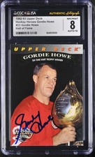 Gordie Howe Signed 1992-93 Upper Deck Hockey Heroes Card #23 CGC 8 JSA 10 Auto