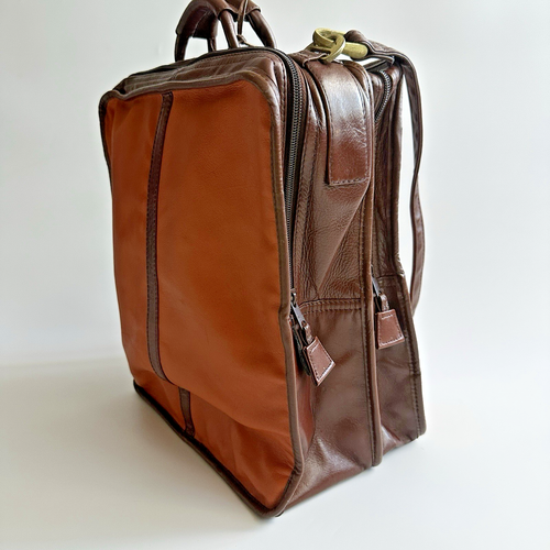 Vintage LAND Orange Brown Leather Messenger Laptop Travel Shoulder Bag Colombia - Picture 5 of 18