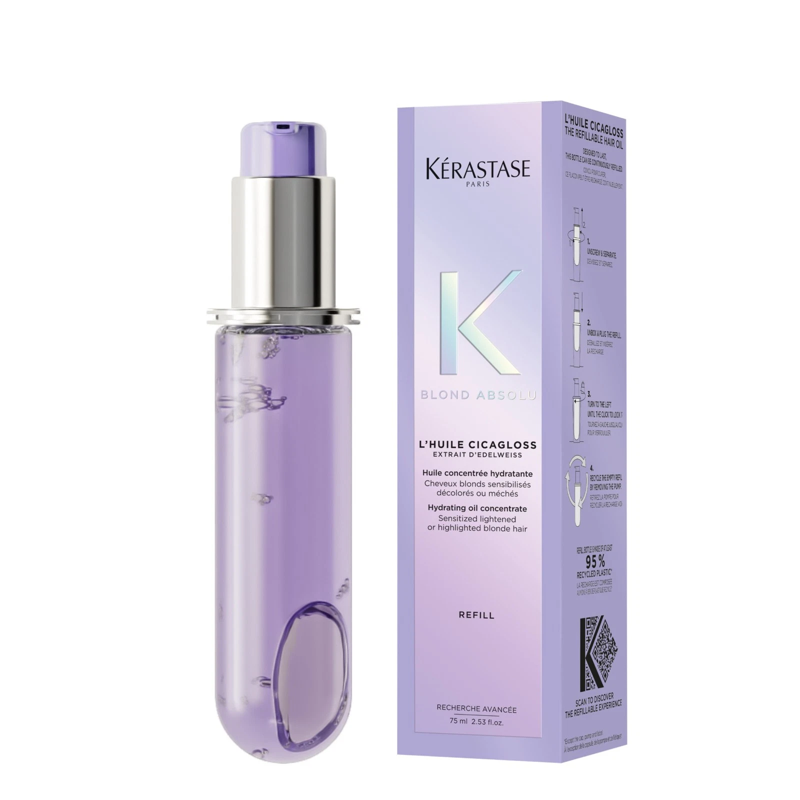 Kerastase Blond Absolu Cicagloss Hair Oil Serum 75ml Refill - Blonde Maintenance