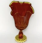Vintage Fenton Glass Amberina Petal Persimmon Swung Stretch Vase/Compote/Bowl