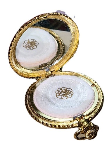 Orologio da tasca compatto vintage Max Factor cammeo polvere trucco specchio vanità stile - Foto 20 di 21