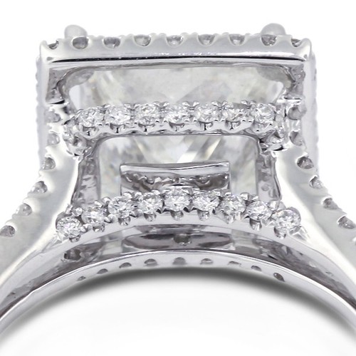 5 CT G SI1 Princess Cut Natural Certified Diamonds 18k Gold Halo Engagement Ring - Picture 16 of 20