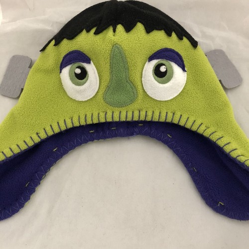 Old Navy Frankenstein Hat Boy's Small Green Fleece Ear Flap Head Halloween - Picture 3 of 6