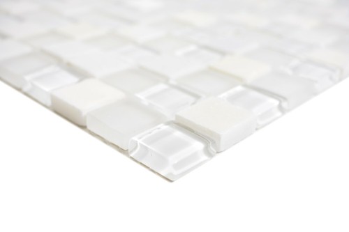 Glass Mosaic Natural Stone White Tile Mirror Counter Cladding 72-0001 | 1 Mat - Picture 2 of 6