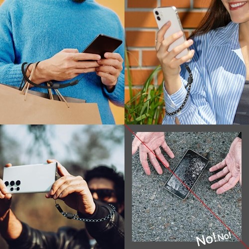 Cordon de Téléphone Portable, Lot de 5 Bracelet de Téléphone Réglable avec 5 Pack Attache Téléphone - Photo 2 sur 8
