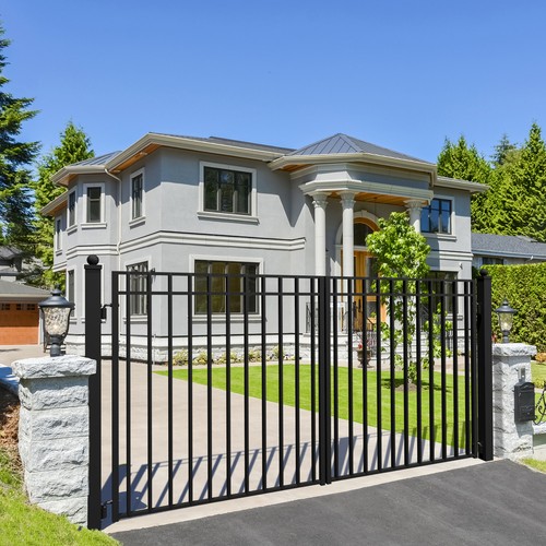 ALEKO Madrid Style Dual Steel Swing Driveway Gate 12 feet Black - Picture 5 of 14