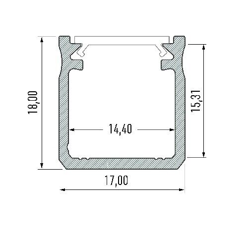 2m KH2 LED profile extrusion channel, anodized aluminium, diffuser, strip light - Picture 2 of 4