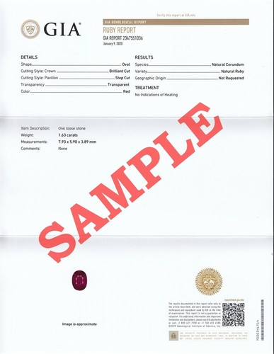 GIA | Gemological Institute of America Full Report (0.01-3.99ct/Pc) - Picture 1 of 12