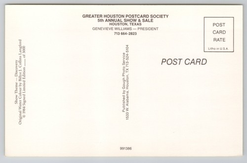 Greater Houston Society 5. jährliche Show & Verkauf in Houston Texas 1984 Postkarte - Bild 2 von 2
