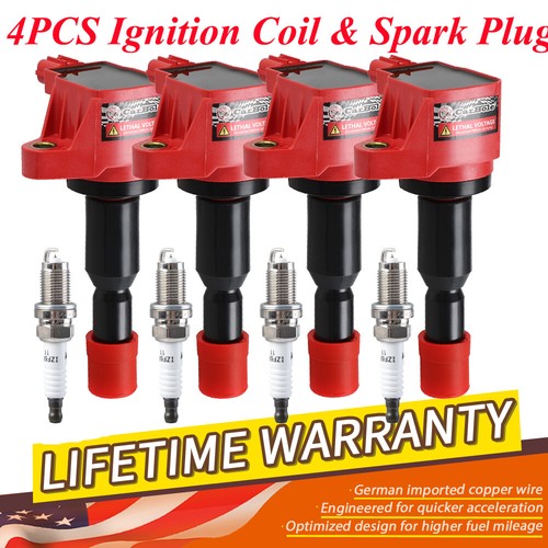 4 Ignition Coil & Spark Plug For 2007-2008 Honda Fit Base Hatchback 4-Door 1.5L - Foto 1 di 12