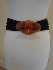 MULBERRY VINTAGE BLACK SUEDE BELT WITH ART DECO FASTENING - SIZE SMALL