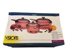 Corning Visions Cranberry 6-Piece Saucepan Set - 1, 1 1/2, 2 1/2 Quart Vtg 1995