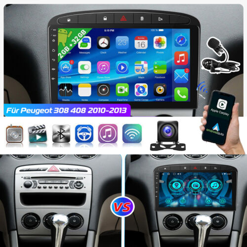 CarPlay 9" WIFI Android 32G Autoradio GPS Navigazione per Peugeot 408 2010-2013 - Foto 19 di 28
