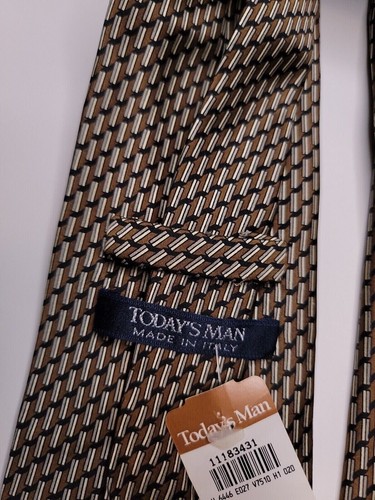 Today'S Man Mens Formal Necktie 57"Lx3.5"W Brown Neck Tie NWT - Picture 2 of 4