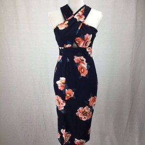 ax paris navy floral print wrap dress