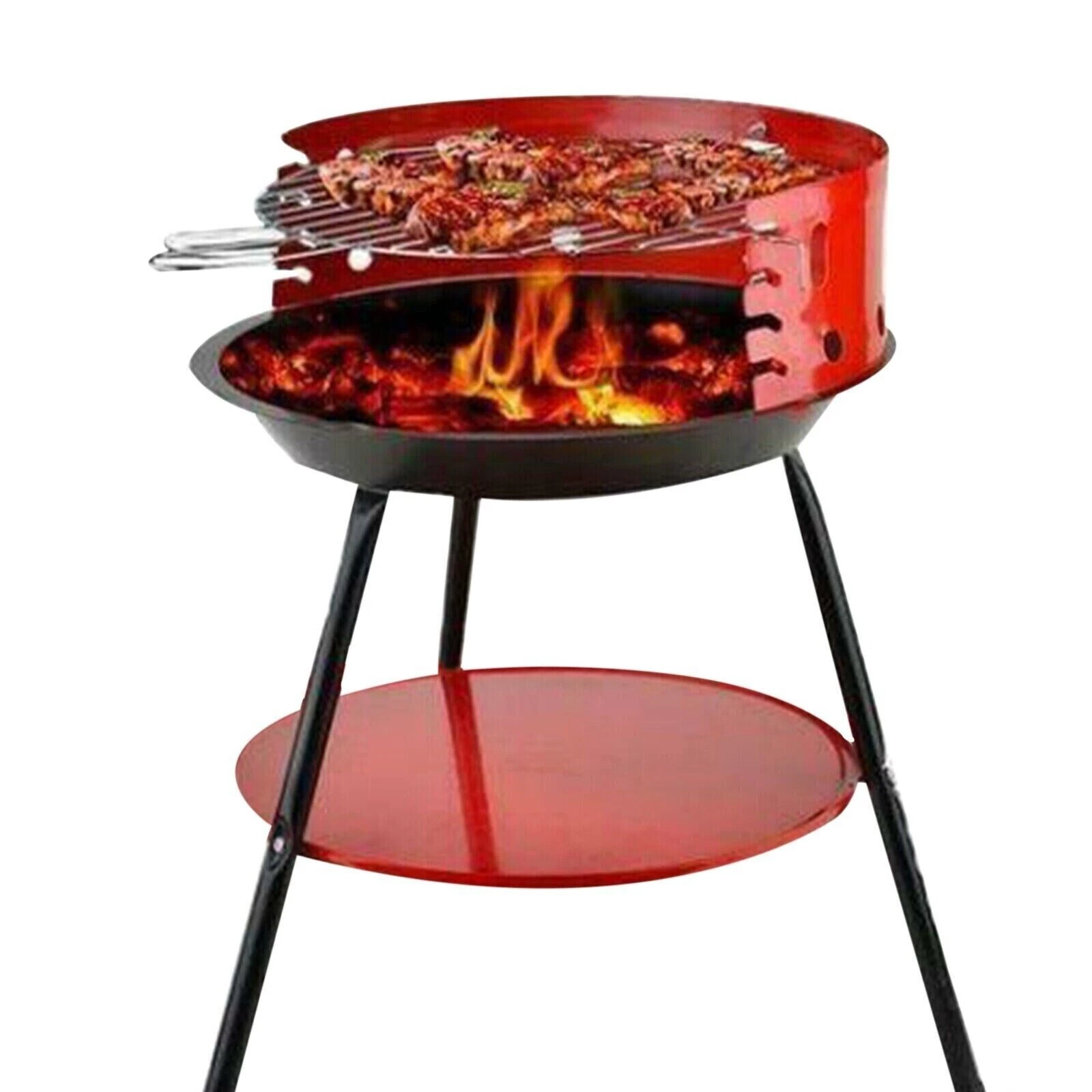 NEW 14" STEEL BBQ BARBECUE PORTABLE ROUND CHARCOAL OUTDOOR GRILL GARDEN PICNIC
