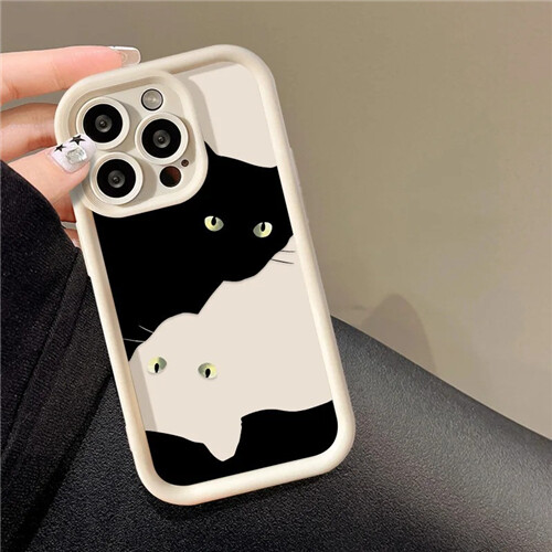 Schwarze Katze Cartoon Hülle für iPhone 16 15 Plus 14 13 12 11 Pro Max XS XR TPU Case - Bild 5 von 22