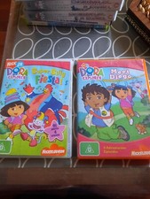 Dora The Explorer Meets Diego plus Super Silly Fiesta  (PALR4, 2000) DVD Bundle 