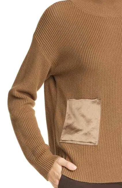 NUEVO BOSS Faonia Suéter de Algodón y Cachemira en Camel - Talla L #S1992 Foto 3 de 4