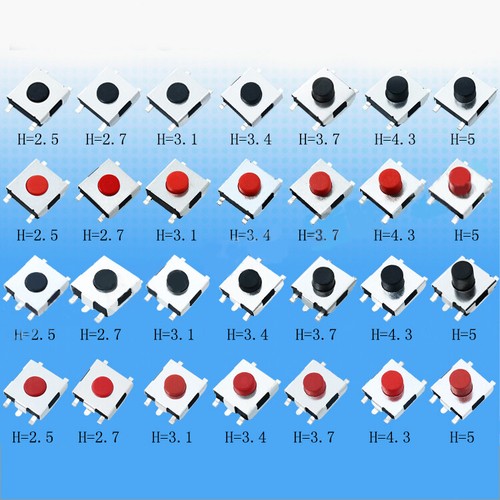 Touch Switch Patch 4/5Pin Red/Black 6x6x2.5/2.7/3.1/3.4/3.7/4.3/5mm Mini Buttons - Bild 1 von 4