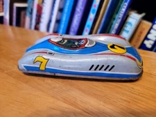 NICE VINTAGE 1960's TIN  FRICTION POWERED  #7 MERCEDES BENZ OPEN RACE CAR