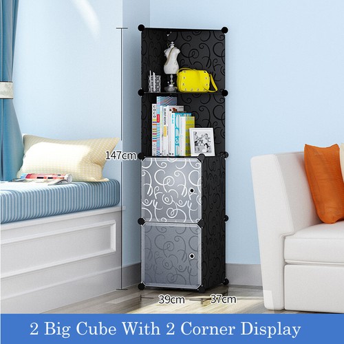 4/5-Tier Corner Bookshelf Storage Cabinet Bookcase Rack Organizer White Black - Picture 4 of 14