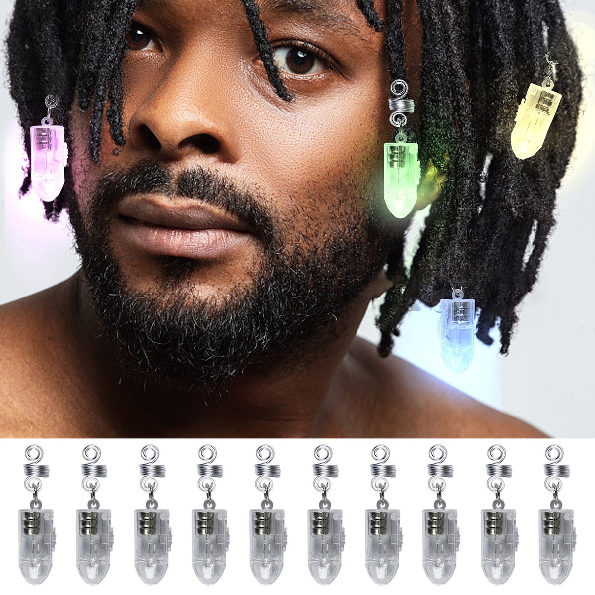 Beard Christmas Lights 10Pcs Beard Ornaments With Built In Colored