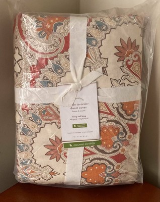 Pottery Barn Valencia Percale Patterned King Cal King Duvet
