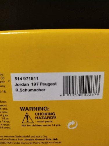 Minichamps 1:18 F1 Jordan 197 Peugeot R.Schumacher 514 971811 - Foto 3 di 3