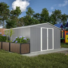 11'x13' Metal Outdoor Storage Shed Heavy Duty Large Garden Tool Shed w/Floor Kit