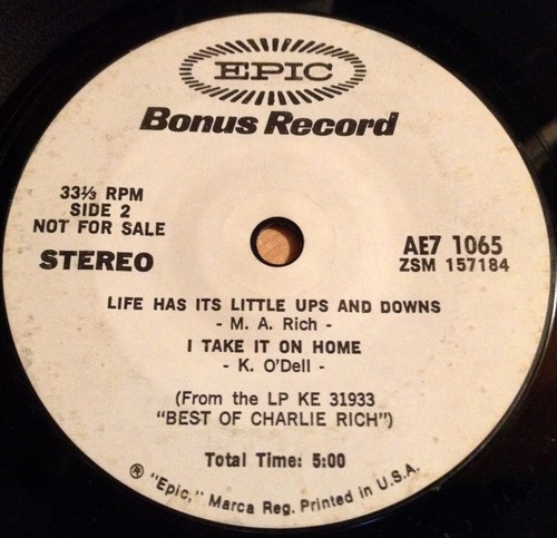 Charlie Rich 33 EP 4-song Bonus Record Big Boss Man/Nice N Easy/Take It On Home+ - Imagen 2 de 2