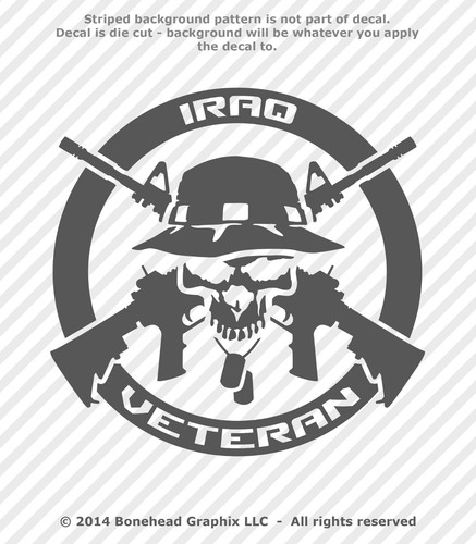 Adesivo finestra decalcomania vinile veterano Iraq logo XS-M teschio combattimento veterano militare - Foto 7 di 27