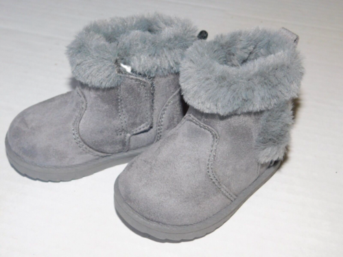 Säugling Kleinkind Mädchen Stiefel Größe 3 (3-6 Monate) grau einfach anzuziehen leicht abzuziehen - Bild 3 von 7