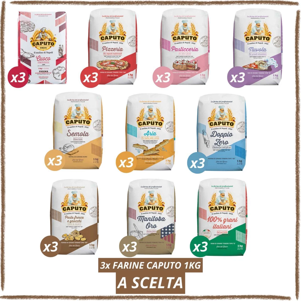 Farina Caputo Classica Pasticceria Pizzeria Nuvola Manitoba - 3 Farine da 1Kg