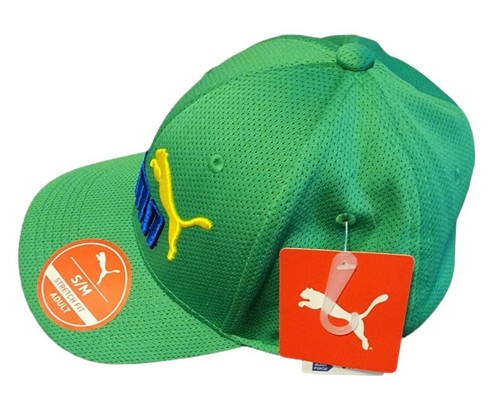 Puma Men's Baseball Cap White Green Stretch Fit Pre Curved Structured Fit S / M - Picture 3 of 8