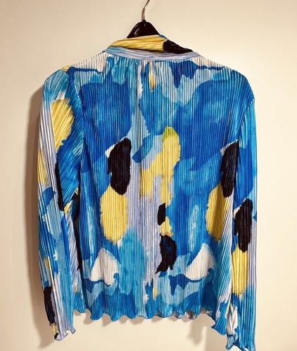 Long Sleeve Blue and Gold Dressy Blouse 1xl Curve NEW Shein Beautiful Free Ship - Picture 2 of 4