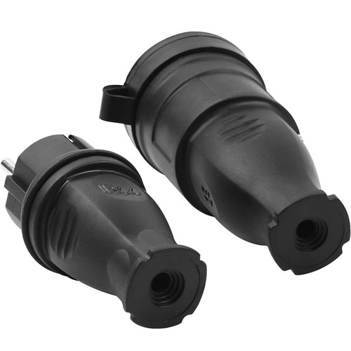10X Schuko Stecker Kupplung Schutzkontakt Gummikupplung Gummistecker Gummi IP44 - Bild 8 von 13