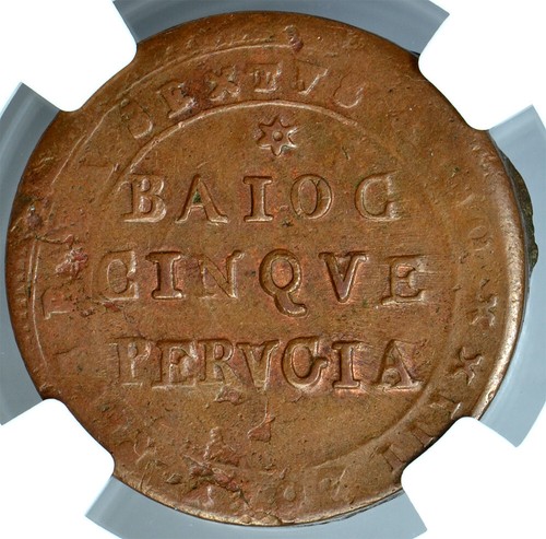 Papal States(PERUGIA) Emergency 5 Baiocchi 1797-XXIII NGC AU53BN - Picture 3 of 3