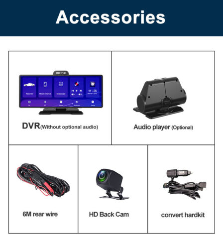10.26" Touch Screen 4K Car Wireless Apple CarPlay Dual Lens Dash Cam Stereo Linu - Picture 8 of 11